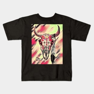 Bull Sugar Skull in the Retro Kids T-Shirt